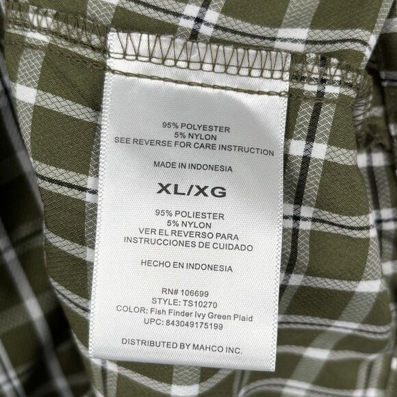 Habit Fisherman Shirt Ivy Green Plaid Long Sleeve Outdoor Vented XL- UPF40 - Picture 5 of 9